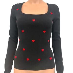 Timing juniors large embroidered red heart knit top sweater SP 2748